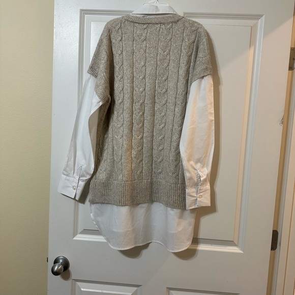 Rachel Zoe Layered Sweater Vest Blouse Women's White & Tan, Size Large - Picture 4 of 14